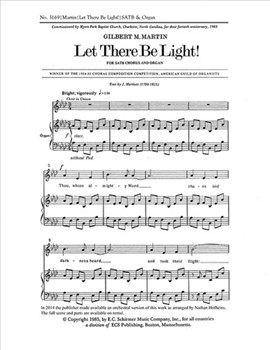 Let There Be Light by Martin Gilbert M Marriott J. for SATB