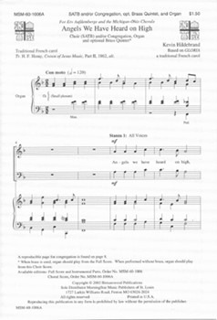 Angels We Have Heard On High by Hildebrand Kevin for SATB and Congregation