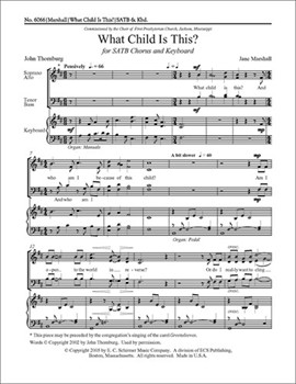 What Child Is This by Marshall Jane Thornburg John for SATB