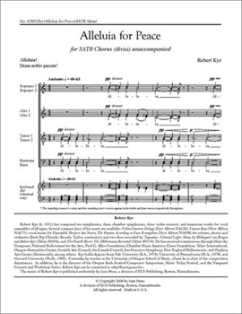 Alleluia For Peace by Kyr Robert for SATB divisi a cappella