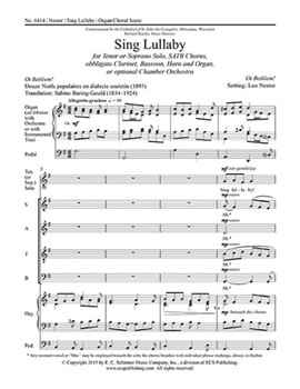 Sing Lullaby by Nestor Leo Baring-Gould Sabine|Baring-Gould Sabine|Baring-Gould Sabine for Tenor or Soprano Solo SATB