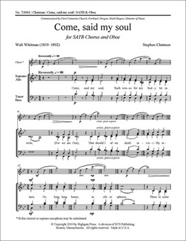 Come Said My Soul by Chatman Stephen Whitman Walt for SATB
