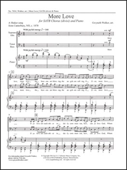 More Love by Walker Gwyneth for SATB