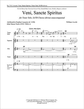 Veni Sancte Spiritus by Averitt William for Tenor Solo SATB
