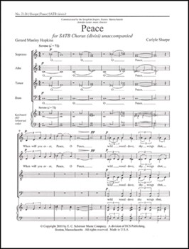 Peace by Sharpe Carlyle Manley Hopkins Gerard for SATB divisi a cappella