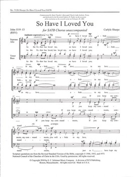 So Have I Loved You by Sharpe Carlyle for SATB a cappella