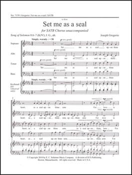 Set Me As A Seal by Gregorio Joseph for SATB