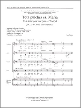 Tota Pulchra Es Maria by Nestor Leo for SATB