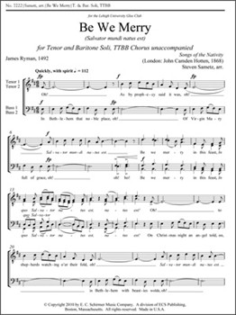 Be We Merry by Sametz Steven Ryman James for Tenor/Bass soli TTB/TBB/TTBB a cappella