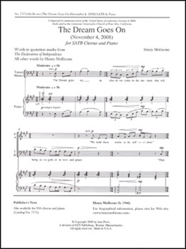 Dream Goes On by Mollicone Henry for SATB