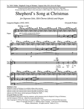 Shepherd's Song At Christmas by Walker Gwyneth Hughes Langston for SSA divisi