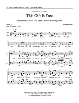 This Gift Is Free by Gramann Fred for SATB a cappella