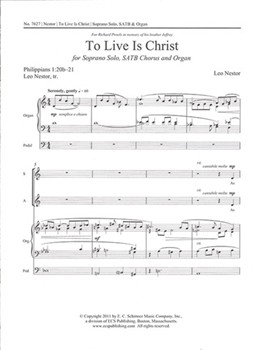 To Live Is Christ by Nestor Leo for Soprano Solo SATB