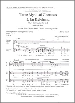En Kelohenu (There Is None Like Our God) by Sametz Steven for SA Semi-chorus/SSAA