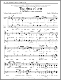 That Time Of Year by Hoffman Stanley for SATB a cappella