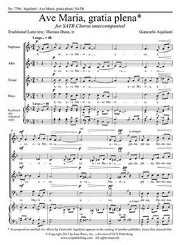 Ave Maria Gratia Plena by Aquilanti Giancarlo for SATB a cappella