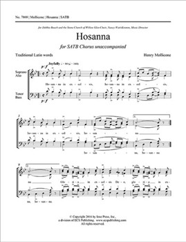 Hosanna by Mollicone Henry for SATB a cappella