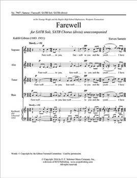 Farewell by Sametz Steven for SATB Soli SATB (divisi) a cappella