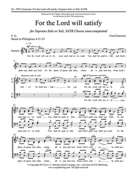 For the Lord Will Satisfy for