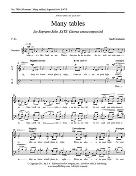 Many Tables by Gramann Fred Gramann Fred for SATB a cappella