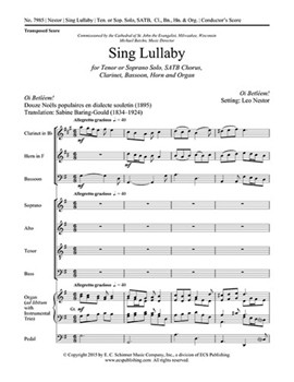 Sing Lullaby by Nestor Leo for Full/Conductor's Score for Chamber Version