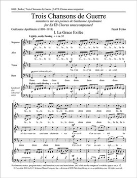 Trois Chansons de Guerre (miniatures sur des poems de Guillaume Apollinaire) by Ferko Frank for SATB a cappella