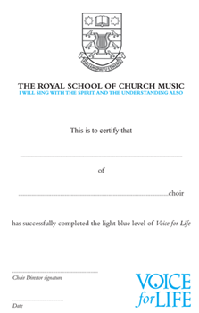 Voice for Life - Light Blue Level Certificate