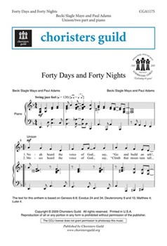 Forty Days And Forty Nights by Mayo and Adams for Unison/2-Part