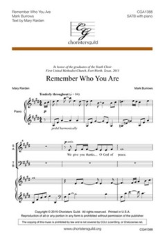 Remember Who You Are by Burrows Mark for SATB