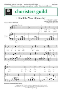 I Heard the Voice of Jesus Say by for Unison