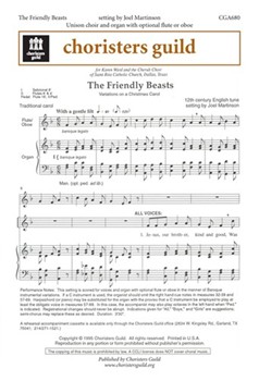 The Friendly Beasts by for Unison