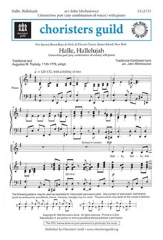 Halle Hallelujah by for Unison/2-Part