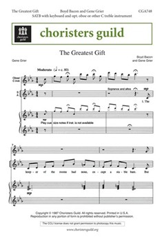 Greatest Gift The by Bacon Boyd - Grier Gene - for SATB
