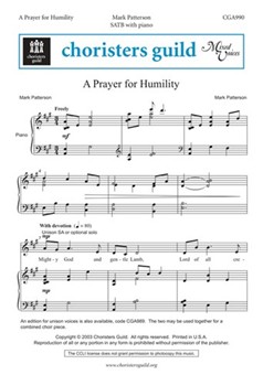 Prayer For Humility by Patterson Mark for SATB