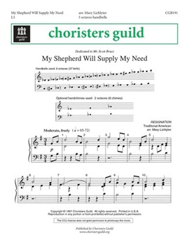 My Shepherd Will Supply My Need by - Lichlyter Mary - for Handbells 3 Octave