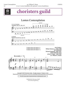 Lenten Contemplation by - Moats William E - for Handbells 3-5 Octave