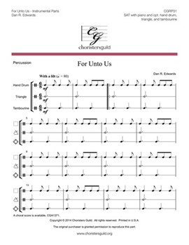 For Unto Us by Edwards Dan R for Percussion Flut