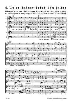 Unser keiner lebet ihm selber SWV 374 -Motette- (Nr. 6 aus "Geistliche Chormusik" (1648)) by Schutz Heinrich for Mixed Choir
