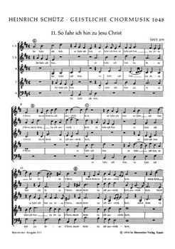 So fahr ich hin zu Jesu Christ SWV 379 -Motette- (Nr. 11 aus "Geistliche Chormusik" (1648)) by Schutz Heinrich for Mixed Choir