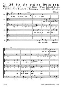 Ich bin ein rechter Weinstock SWV 389 -Motet- (no. 21 from "Geistliche Chormusik 1648") by Schutz Heinrich for Mixed Choir