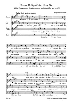 Komm Heiliger Geist op. 6/2III (1933) -Kleine Choralmotette- by Distler Hugo for Mixed Choir