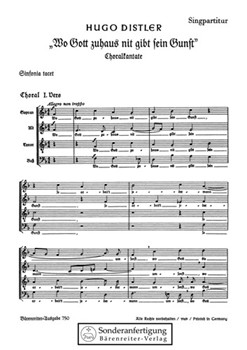 Wo Gott zuhaus nit gibt sein Gunst op. 11/1 (1933) -Choralkantate- by Distler Hugo for Mixed Choir