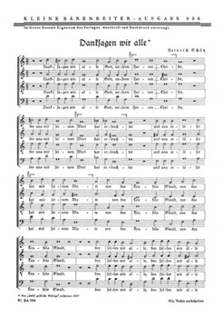 Danksagen wir alle Gott SWV 425 -Psalm 111. Kleine Motette- (aus "Zwolf geistliche Gesange") by Schutz Heinrich for Mixed Choir
