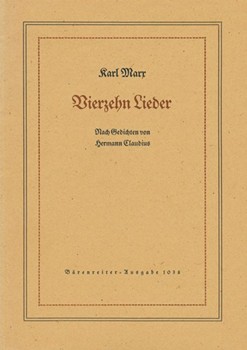 14 Lieder auf Texte von Hermann Claudius op. 26 (1935) by Marx Karl for SSolo/Pian