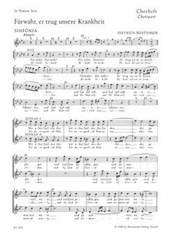 Furwahr er trug unsere Krankheit BuxWV 31 -Passionskantate- (Behold he bore all our infirmities) by Buxtehude Dietrich for SSolo/BSol