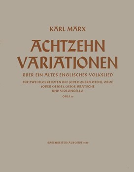 18 Variationen uber ein englisches Volkslied (O the cuckoo is a pretty bird) op. 30 -Sextett fur Bla by Marx Karl for 2Recorder-