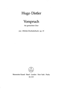Vorspruch "Wer die Musik sich erkiest" op. 19 (from the "Morike-Chorliederbuch" Part 1) by Distler Hugo for Mixed Choir