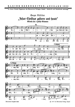 Jesus Christus Gestern und heute (1939) -Kleine Motette- by Distler Hugo for Female cho