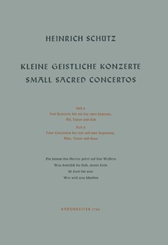 Kleine geistliche Konzerte Heft 8 by Schutz Heinrich for Voices/Bc