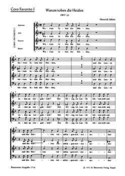 Warum toben die Heiden fur 2 Favoritchore 2 Capellchore und Basso continuo SWV 23 -Psalm 2- (aus "P by Schutz Heinrich for 4Mixed cho